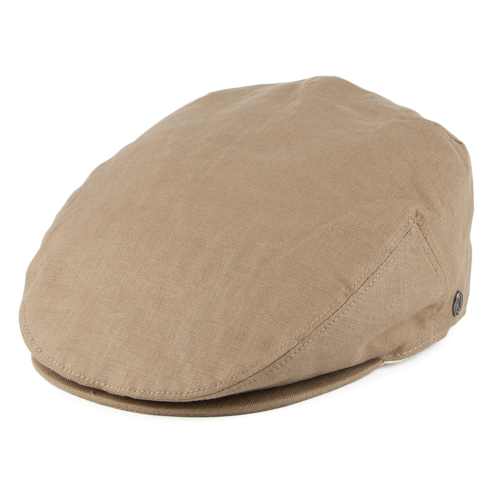Camel Linen Flat Cap
