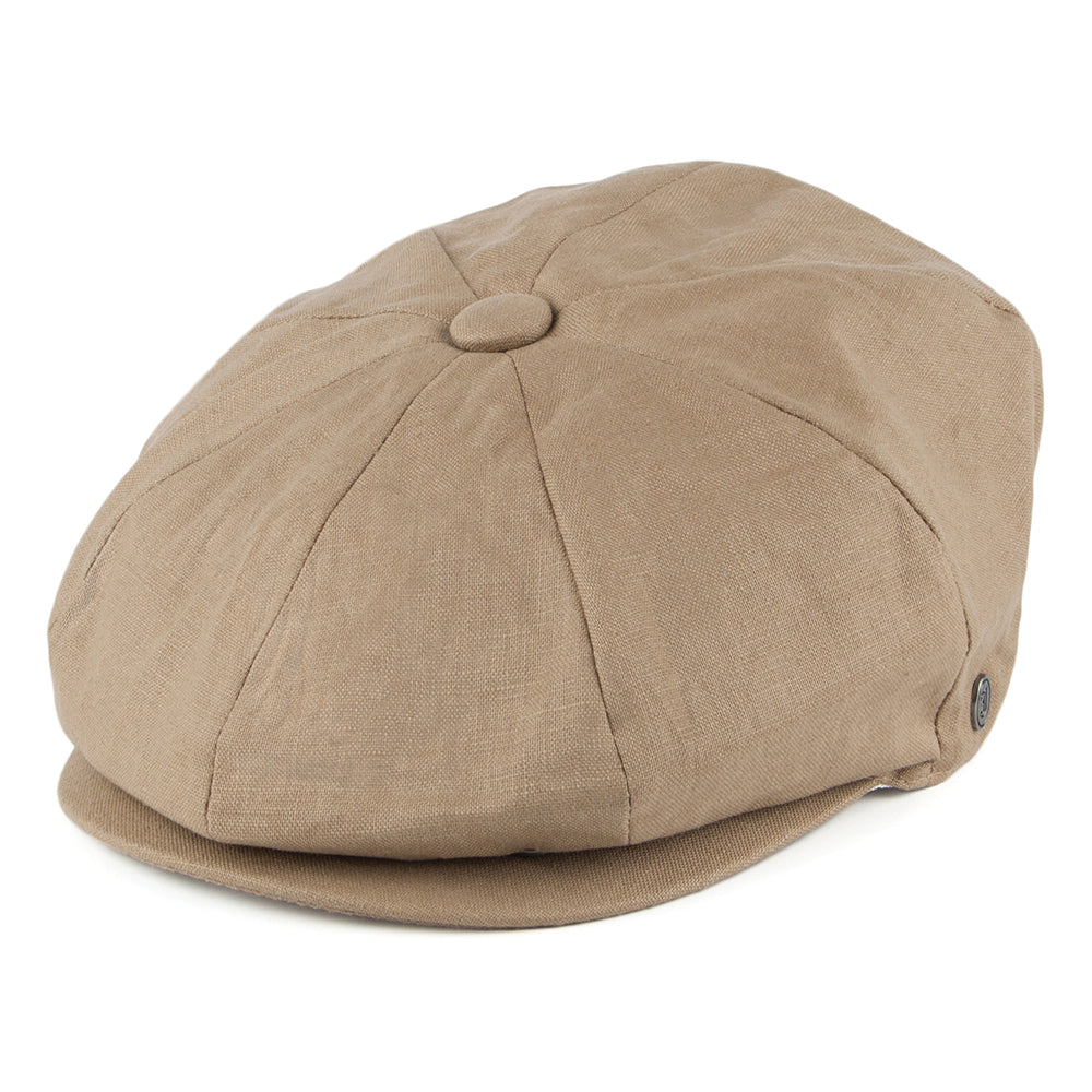 Camel Linen Newsboy Cap