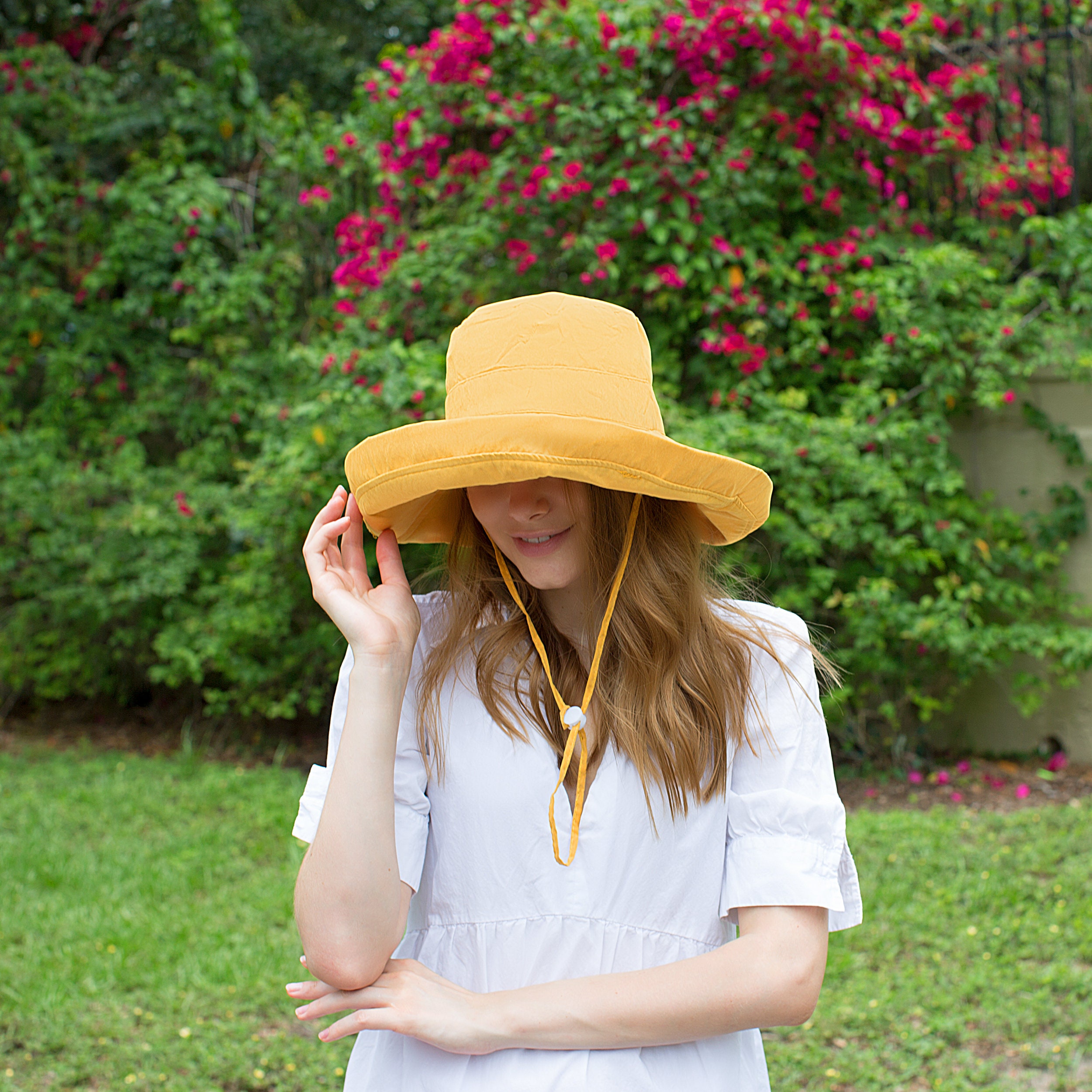 Adjustable Size Womens to Fit All Heads Soft Brim Floppy Extra Wide Brimmed Bucket Hat for Women All Season Foldable Hat for Ladies Yellow - Image 2