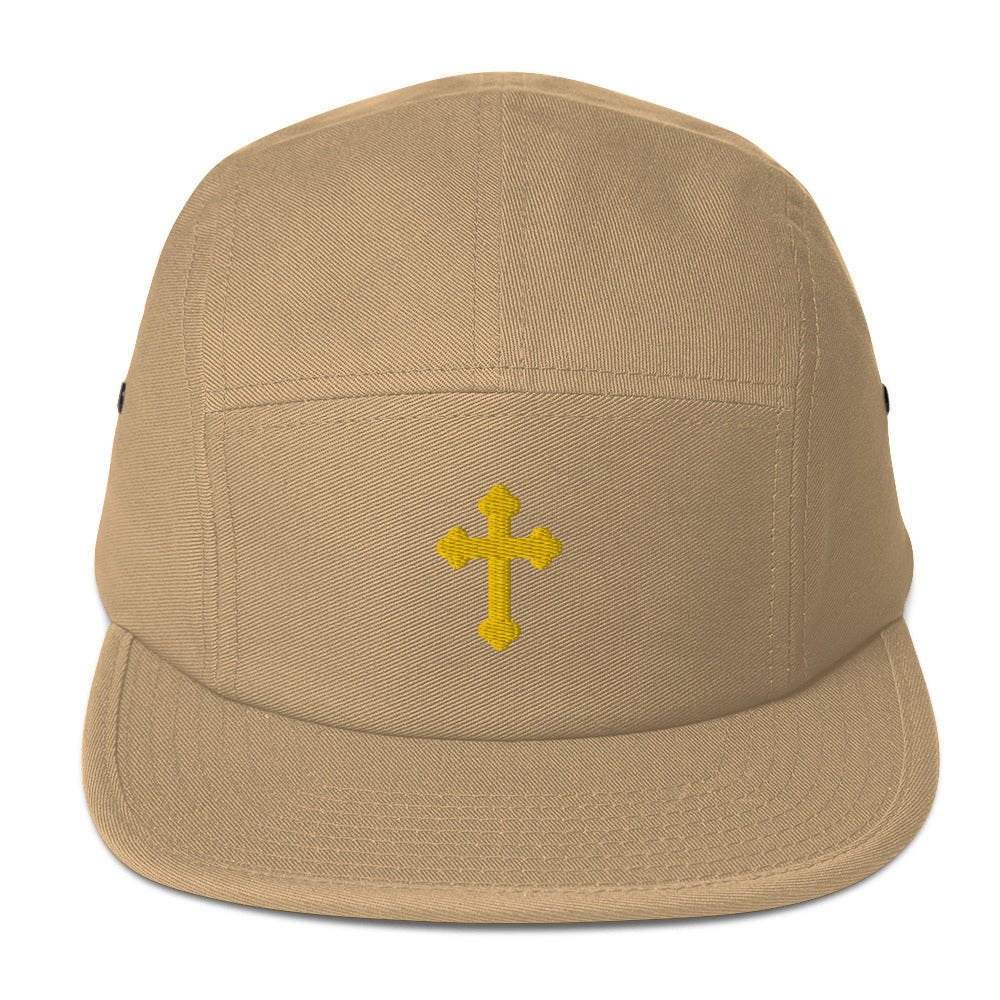 Roman Embroidered Cross on a Five Panel Yupoong Cap